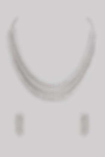 White Finish Zircon Layered Necklace Set by Aster at Pernia's Pop Up Shop