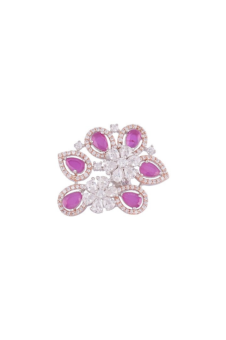 White Finish Faux Diamonds & Red Stones Ring by Aster at Pernia's Pop Up Shop