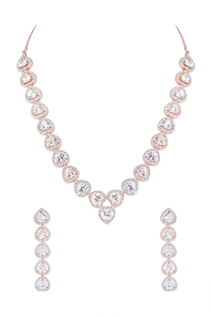 Rose Gold & White Finish Necklace Set by Aster at Pernia's Pop Up Shop
