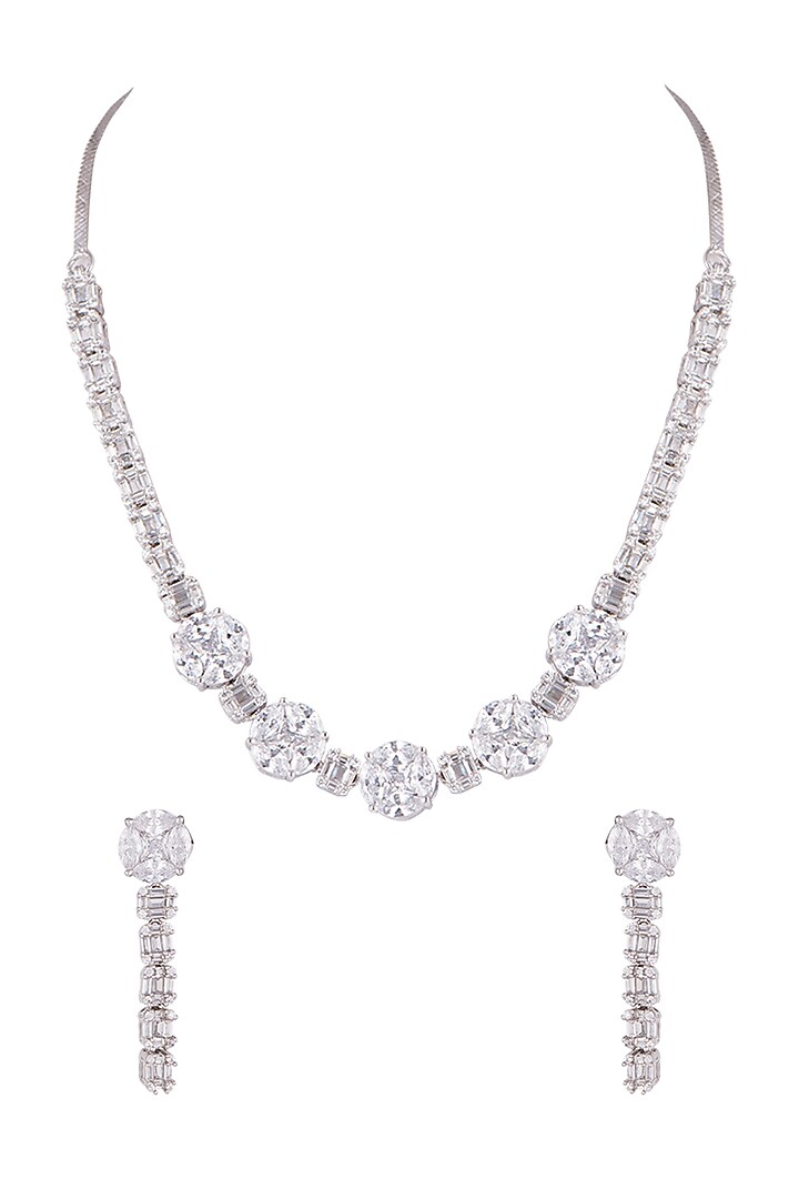 White Finish Diamond Necklace Set by Aster at Pernia's Pop Up Shop