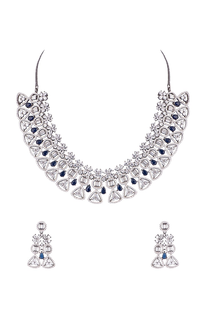 Black Rhodium Finish Diamond Necklace Set by Aster at Pernia's Pop Up Shop