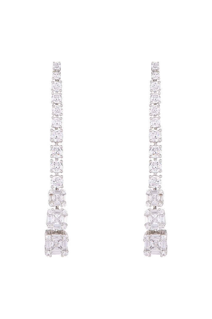 White Finish Diamond Long Earrings Design by Aster at Pernia's Pop Up ...