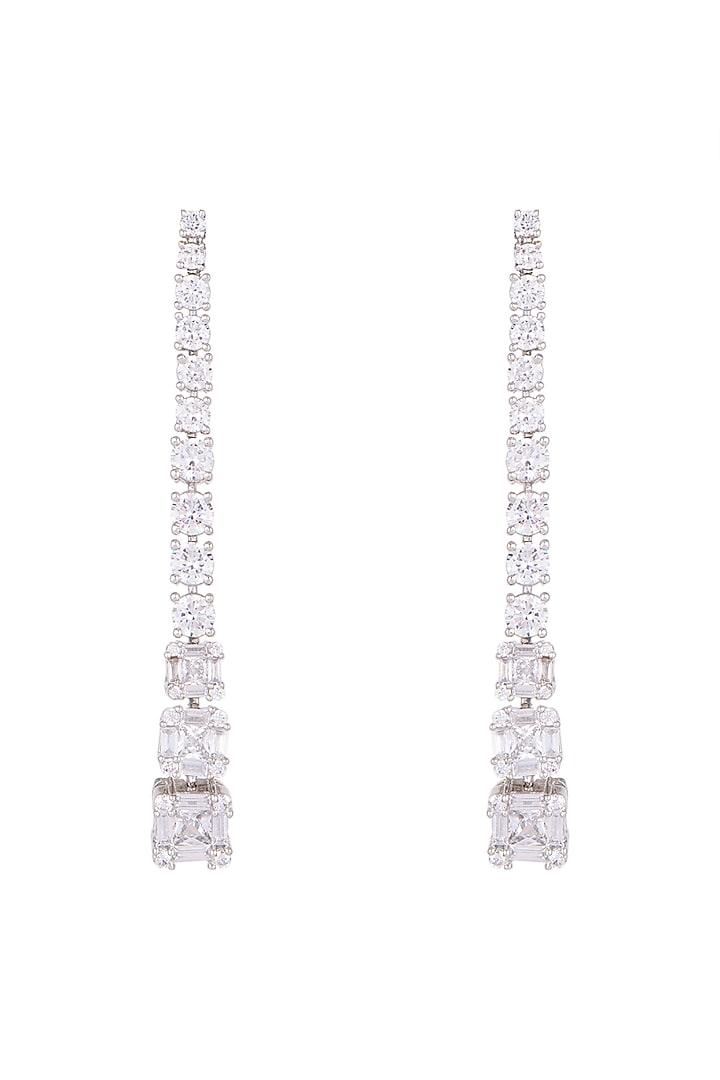 White Finish Diamond Long Earrings by Aster at Pernia's Pop Up Shop