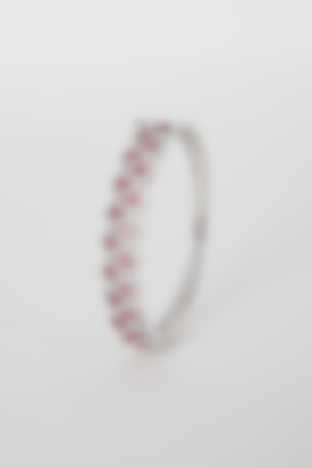 White Finish Diamond & Red Stone Bracelet by Aster at Pernia's Pop Up Shop