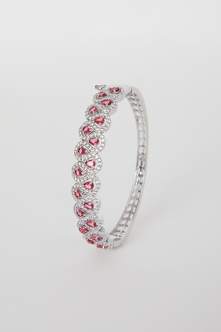 White Finish Diamond & Red Stone Bracelet by Aster at Pernia's Pop Up Shop