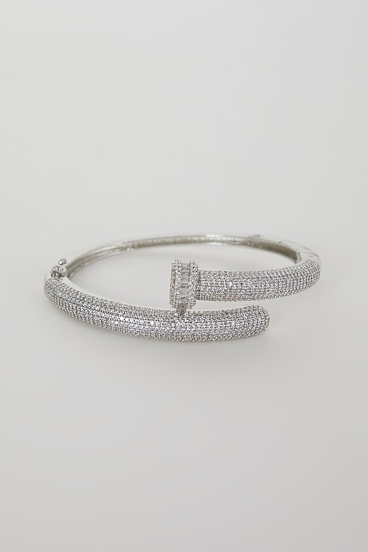 White Finish Diamond Cuff Bracelet by Aster at Pernia's Pop Up Shop