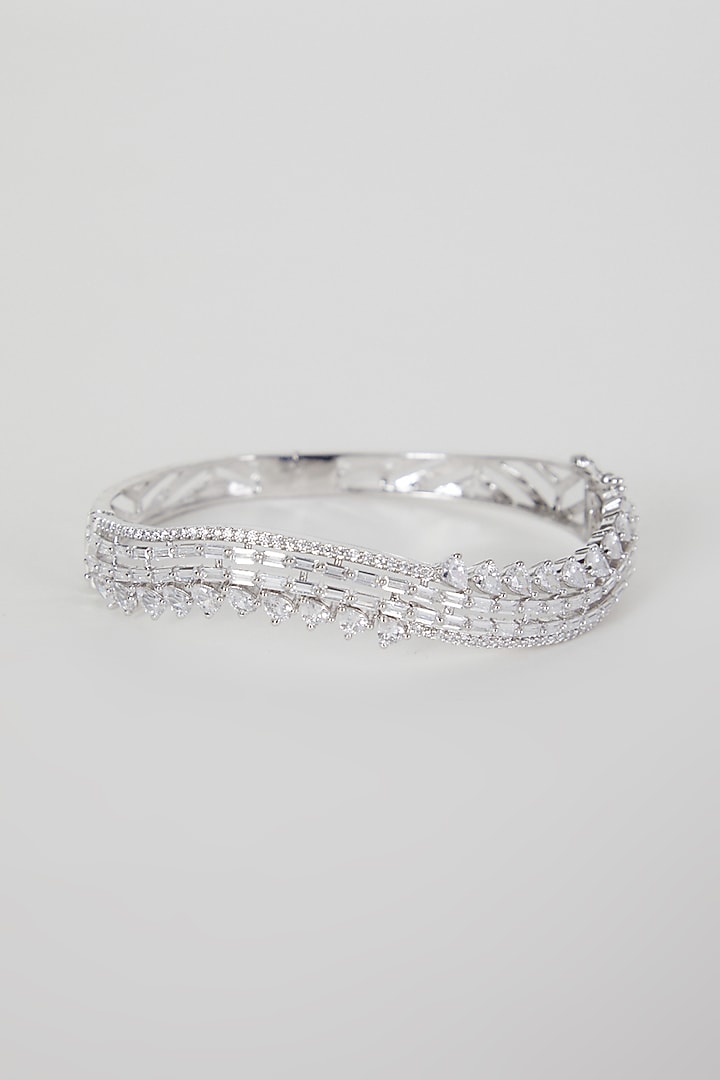 White Finish Faux Diamond Bracelet by Aster at Pernia's Pop Up Shop