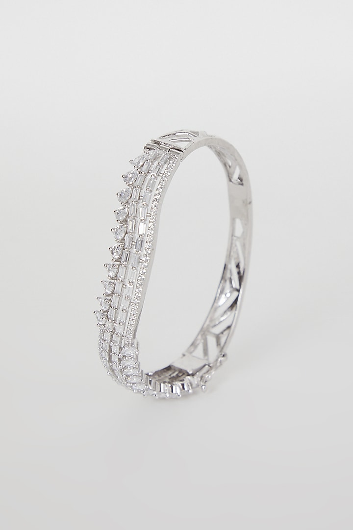 White Finish Faux Diamond Bracelet by Aster at Pernia's Pop Up Shop