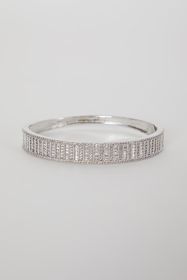 White Finish Bracelet With Faux Diamond by Aster at Pernia's Pop Up Shop