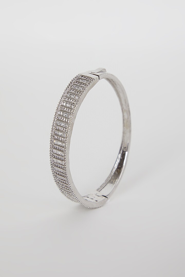White Finish Bracelet With Faux Diamond by Aster at Pernia's Pop Up Shop