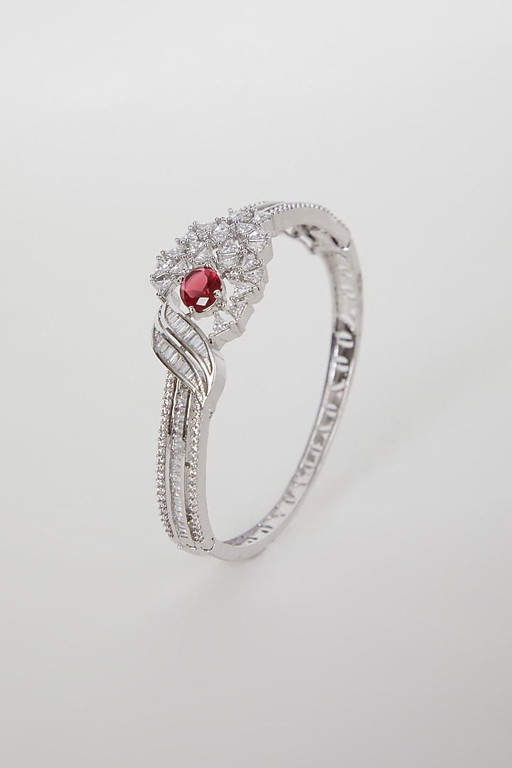White Finish Red Stone & Diamond Bracelet by Aster at Pernia's Pop Up Shop