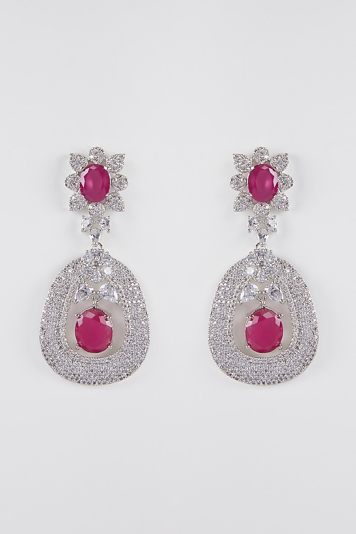 White Finish Faux Diamond Earrings by Aster at Pernia's Pop Up Shop