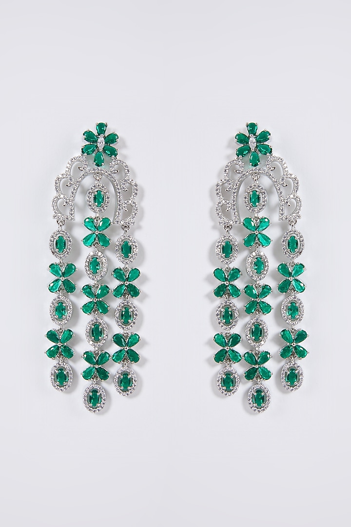 White Finish Diamond Dangler Earrings by Aster at Pernia's Pop Up Shop