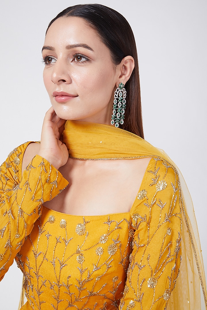 White Finish Diamond Dangler Earrings by Aster at Pernia's Pop Up Shop