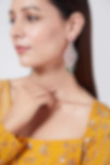 Rose Gold Finish Green Stone & Diamond Earrings by Aster at Pernia's Pop Up Shop