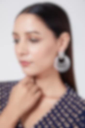 White Finish Diamond Hoop Earrings by Aster at Pernia's Pop Up Shop