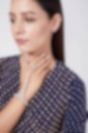 White Finish Hand Harness With Faux Diamond by Aster at Pernia's Pop Up Shop