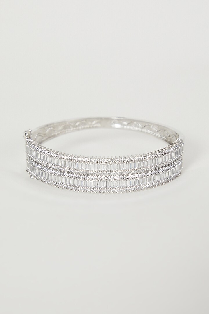 White Finish Bangle With Diamond by Aster at Pernia's Pop Up Shop