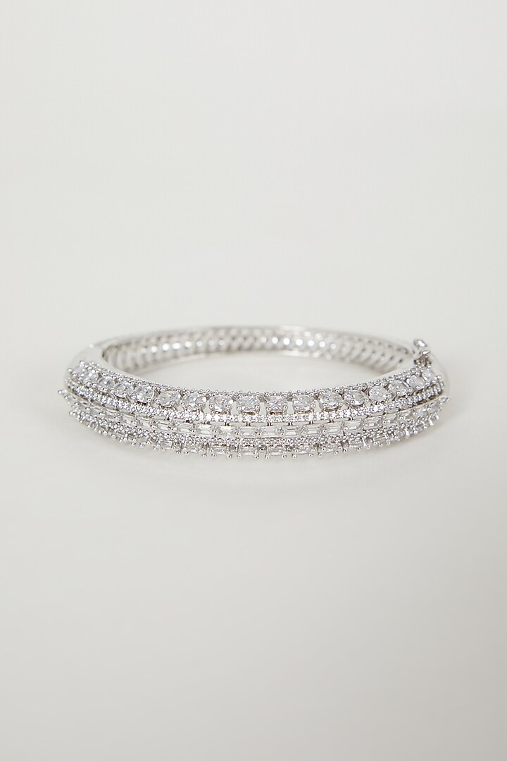 White Finish Bangle With Faux Diamond by Aster at Pernia's Pop Up Shop