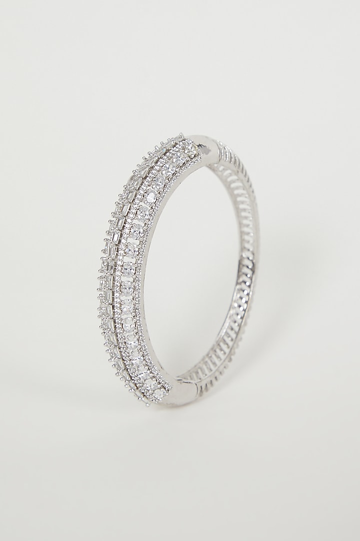 White Finish Bangle With Faux Diamond by Aster at Pernia's Pop Up Shop