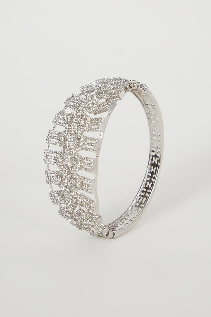 White Finish Faux Diamond Bangle by Aster at Pernia's Pop Up Shop