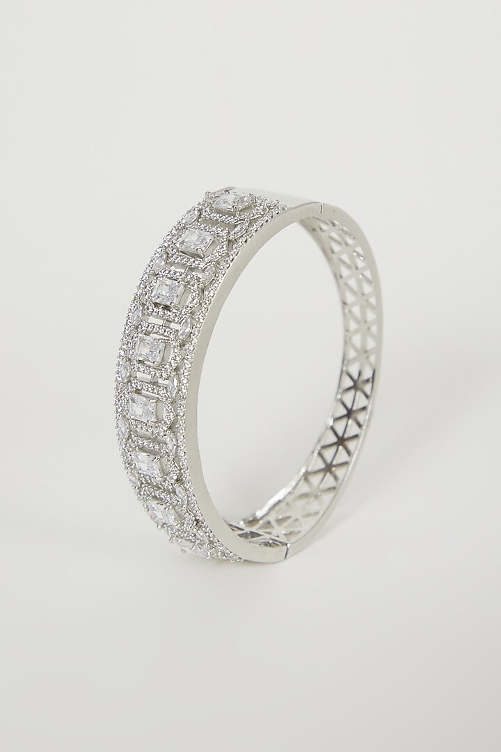 White Finish Diamond Bangle by Aster at Pernia's Pop Up Shop