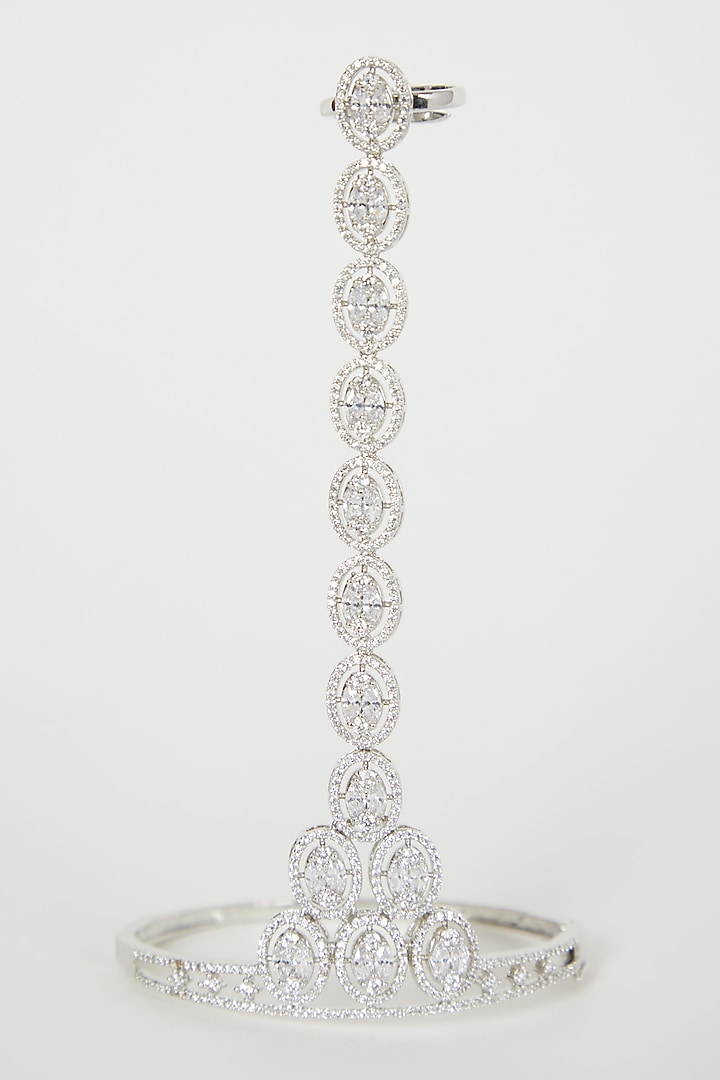 White Finish Faux Diamond Hand Harness by Aster at Pernia's Pop Up Shop