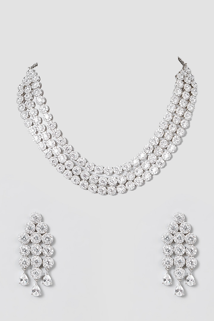 White Finish Zircon Necklace Set by Aster at Pernia's Pop Up Shop