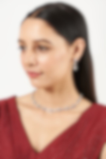 White Finish Choker Necklace Set With Zircons by Aster at Pernia's Pop Up Shop