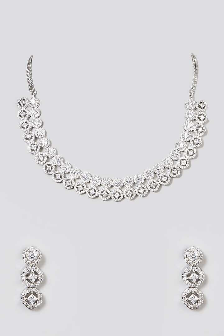 White Finish Zircon Necklace Set by Aster at Pernia's Pop Up Shop