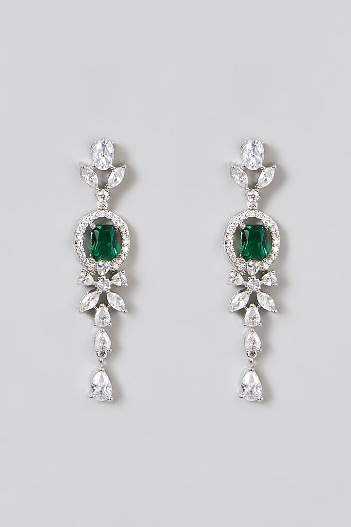 White Finish Necklace Set With Green Zircons by Aster at Pernia's Pop Up Shop