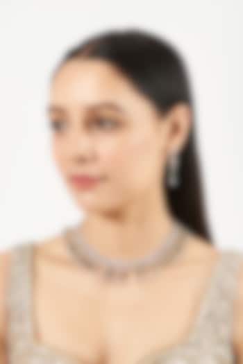 White Finish Green Zircon Necklace Set by Aster at Pernia's Pop Up Shop