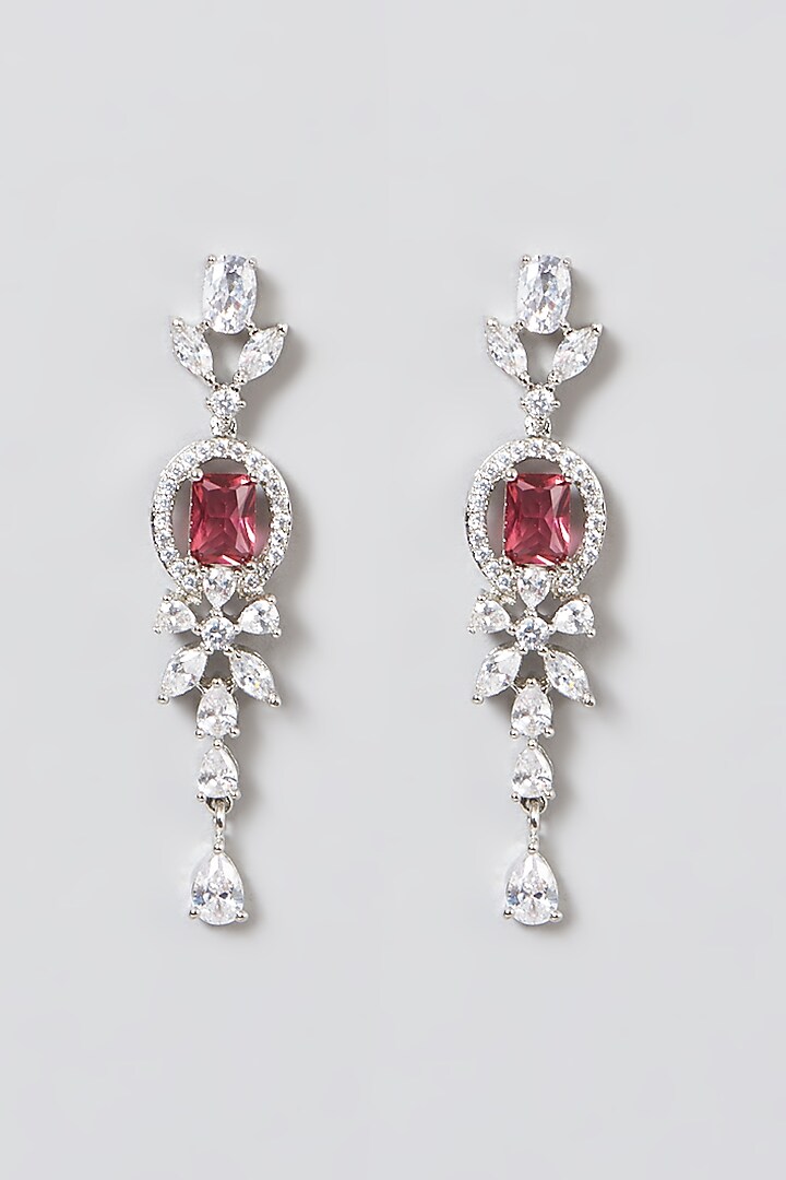White Finish Necklace Set With Red Zircons by Aster at Pernia's Pop Up Shop