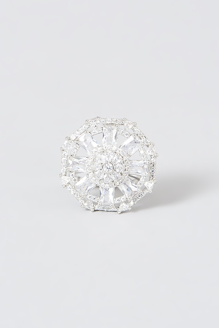White Finish Faux Diamond Ring by Aster at Pernia's Pop Up Shop