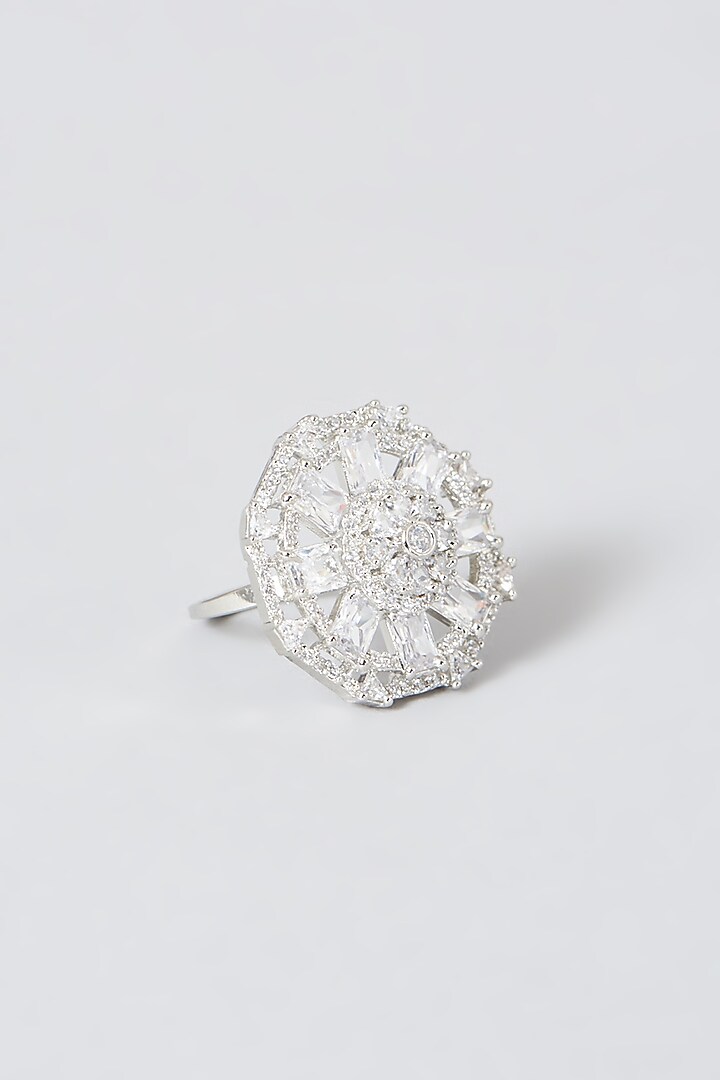 White Finish Faux Diamond Ring by Aster at Pernia's Pop Up Shop