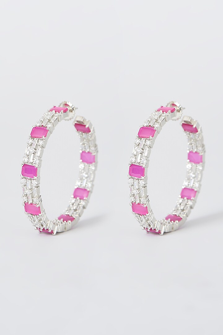 White Finish Hoop Earrings by Aster at Pernia's Pop Up Shop