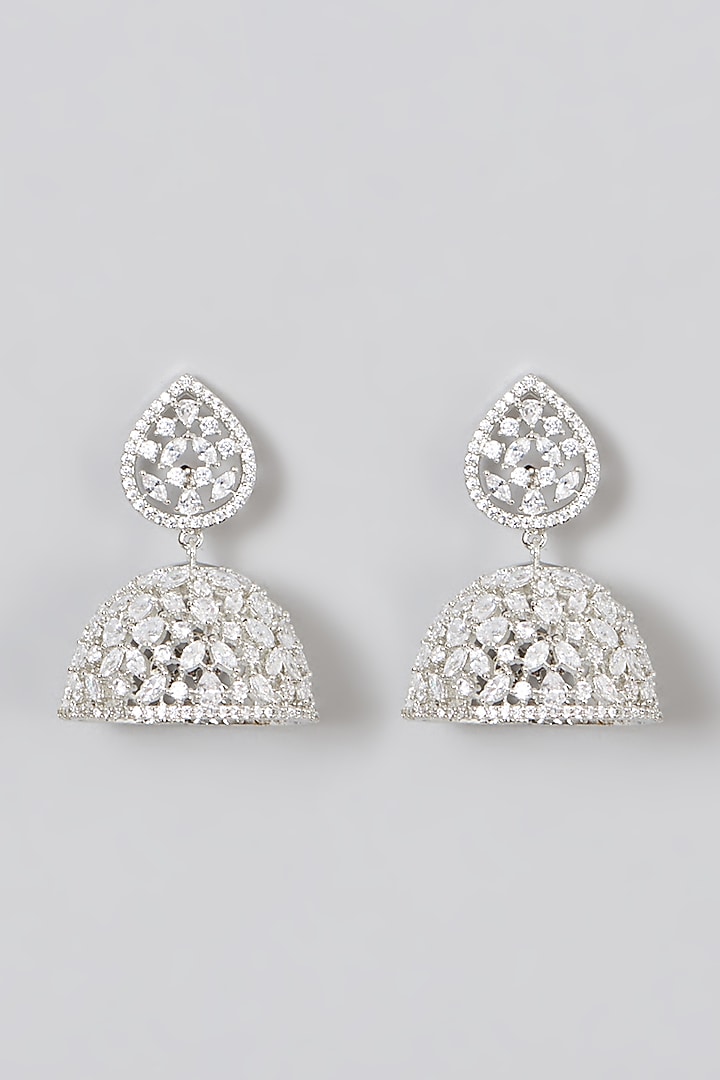 White Finish Zircon Dangler Earrings by Aster at Pernia's Pop Up Shop