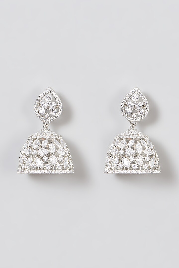 White Finish Zircon Dangler Earrings by Aster at Pernia's Pop Up Shop