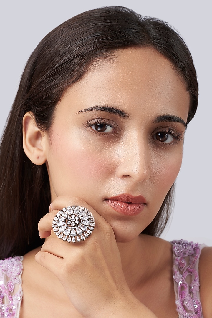White Finish Zircon Ring by Aster at Pernia's Pop Up Shop