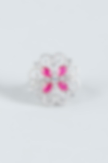 White Finish Pink Zircon Ring by Aster at Pernia's Pop Up Shop