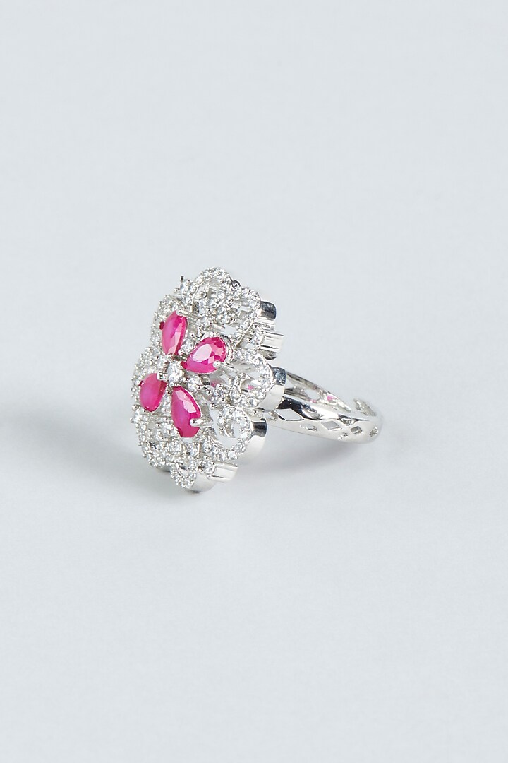 White Finish Pink Zircon Ring by Aster at Pernia's Pop Up Shop