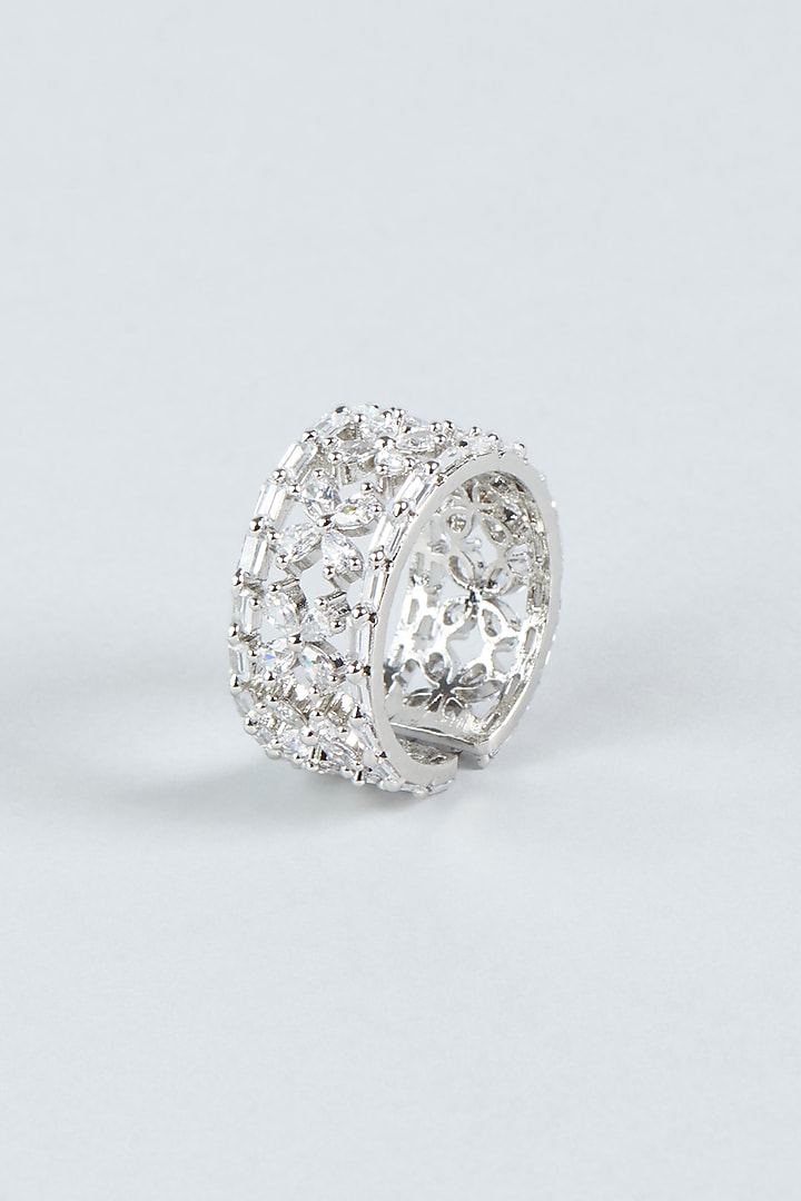 White Finish Faux Diamond Ring by Aster at Pernia's Pop Up Shop