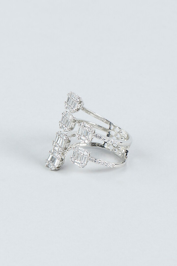White Finish Faux Diamond & Zircons Ring by Aster at Pernia's Pop Up Shop