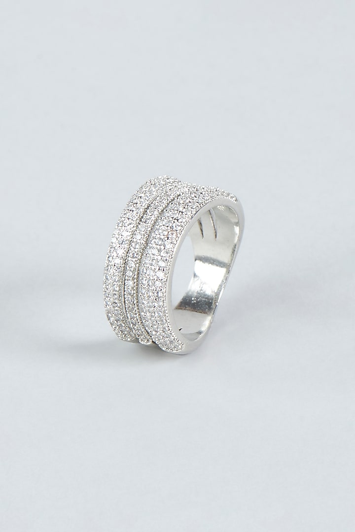 White Finish Faux Diamond Ring by Aster at Pernia's Pop Up Shop