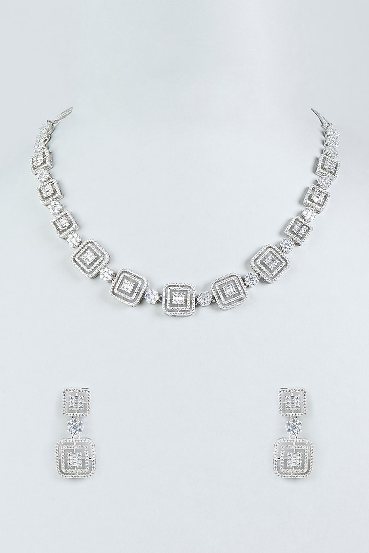 White Finish Zircon Necklace Set by Aster at Pernia's Pop Up Shop