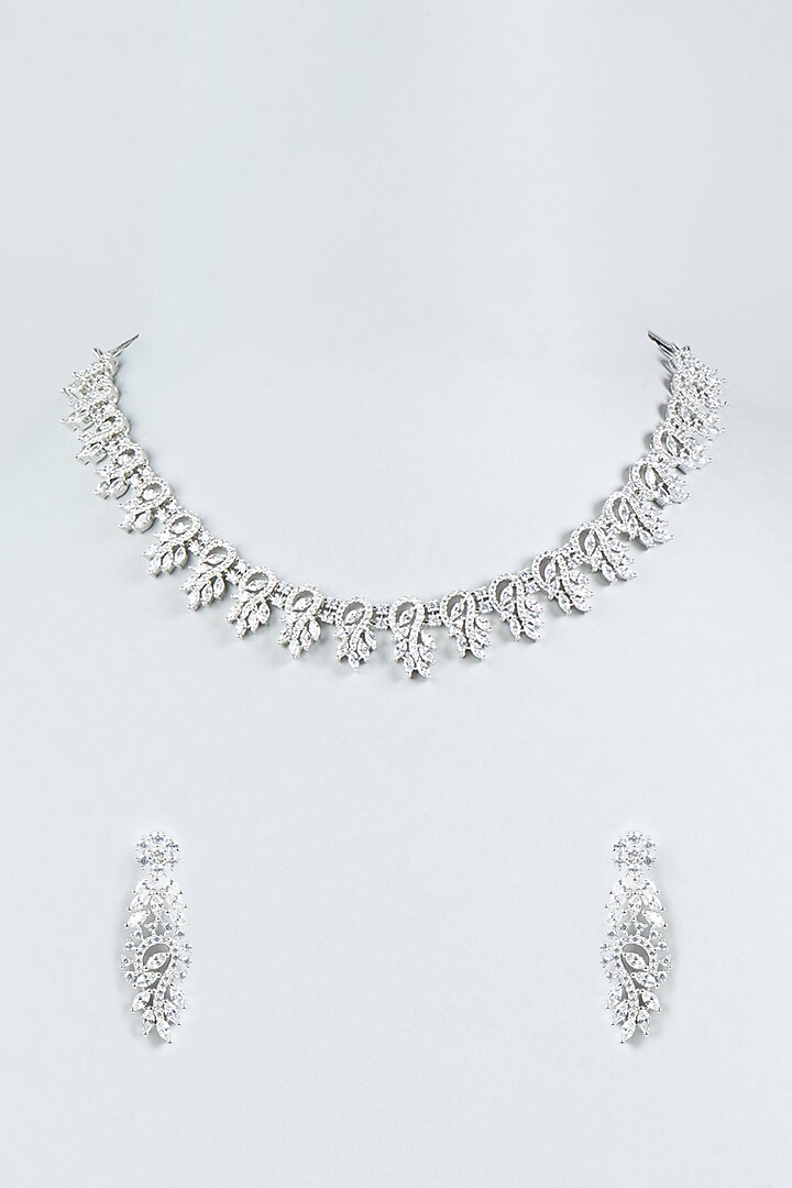 White Finish Zircon Necklace Set by Aster at Pernia's Pop Up Shop