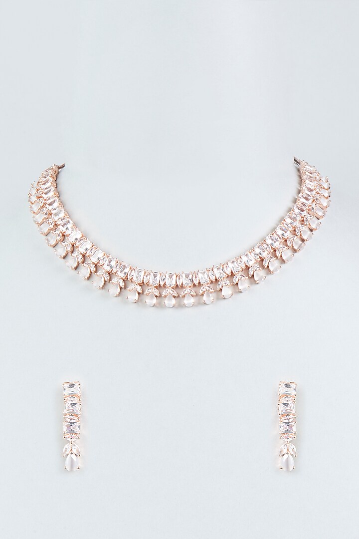 Rose Gold Finish Zircon Necklace Set by Aster at Pernia's Pop Up Shop
