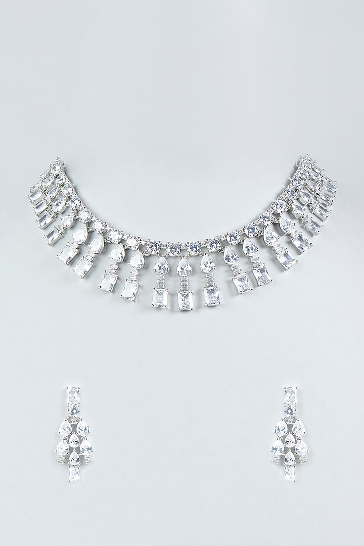 White Finish Zircon Necklace Set by Aster at Pernia's Pop Up Shop