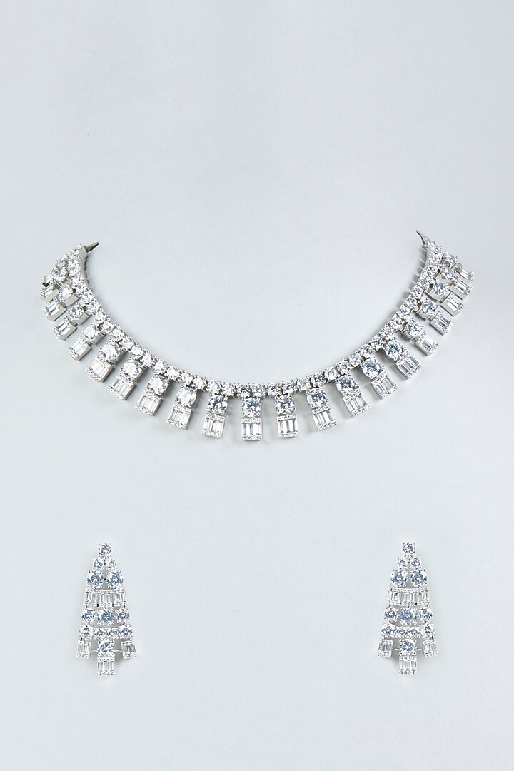 White Finish Zircon Necklace Set by Aster at Pernia's Pop Up Shop