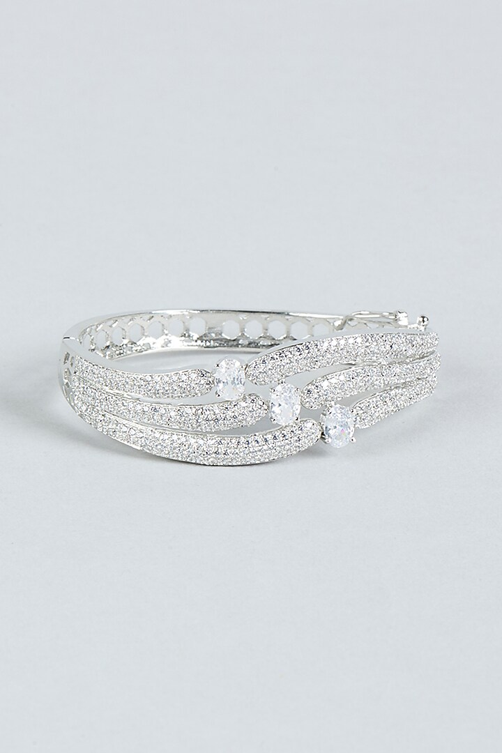 White Finish Faux Diamond Bracelet by Aster at Pernia's Pop Up Shop